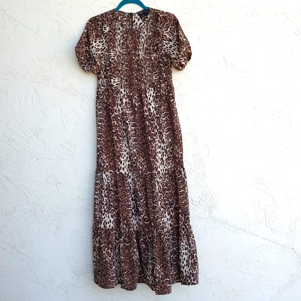 ASOS Jaguar Print Tiered Maxi Maternity Dress Size 4